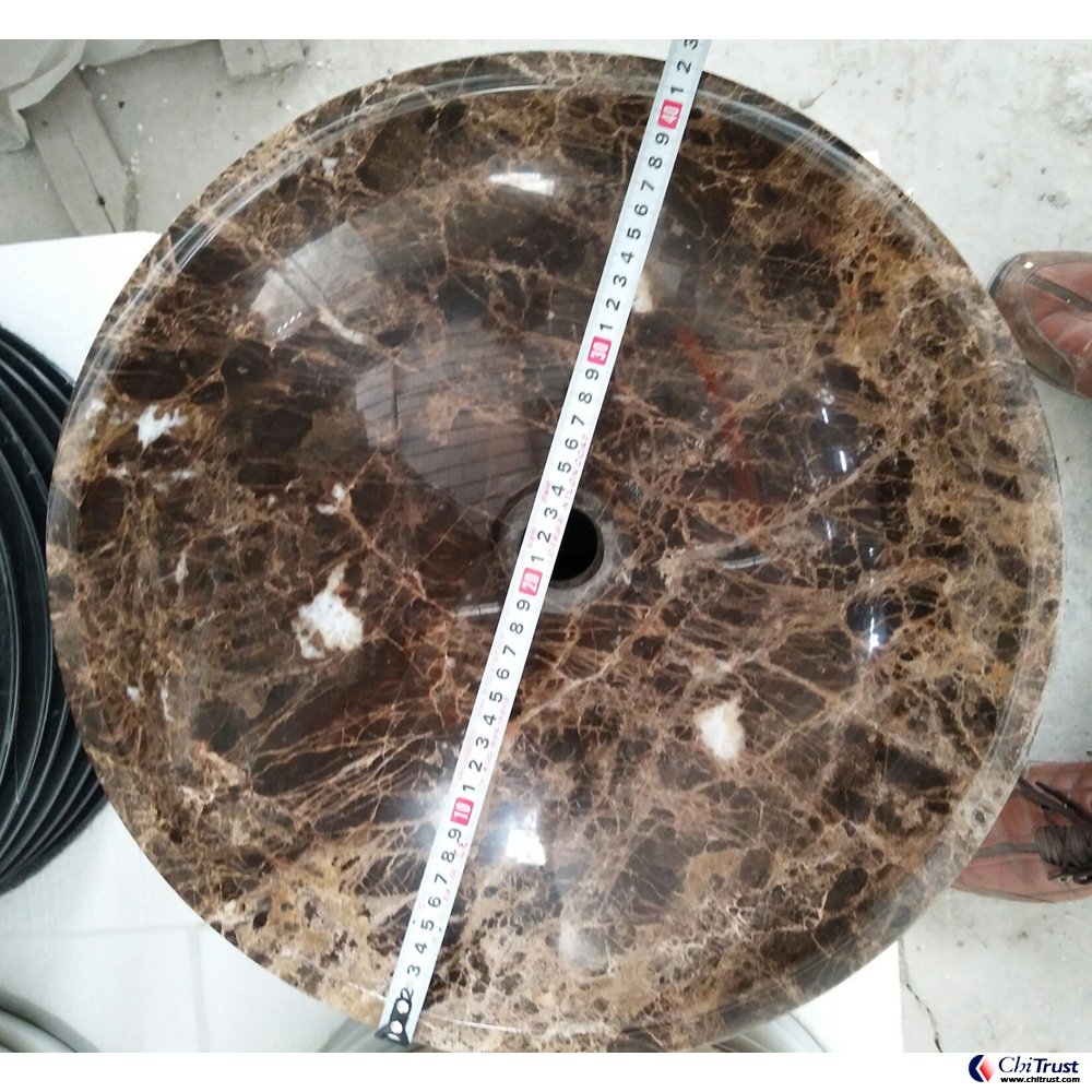 Emperador brown Chinese marble stone basin